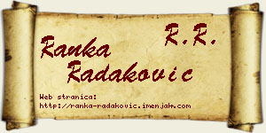 Ranka Radaković vizit kartica